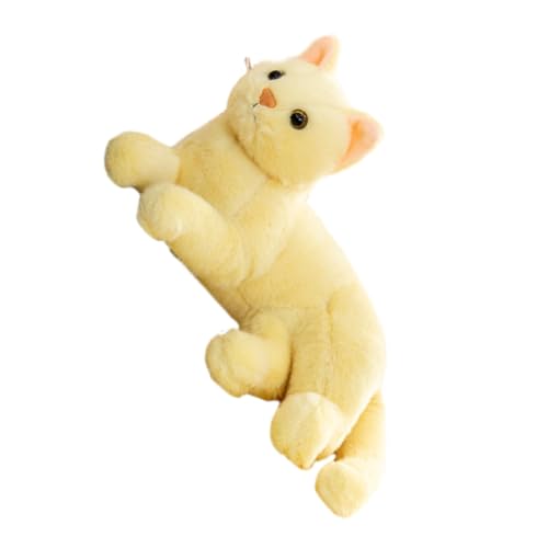 Vaguelly Katze Plüschtier Katzen Katzen Deko Katzen plüschtier plüschkatze Katzenpuppe weiches Katzenspielzeug aus Plüsch kleine Stoffkatze falsche Katze Yellow von Vaguelly