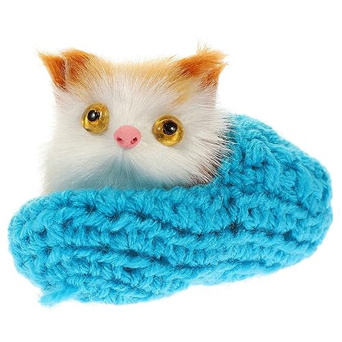Vaguelly Katzenschmuck Katzenspielzeug lebensechtes Katzenstofftier Mini-Kuscheltiere Kuscheltier Katze für kinderspielzeug Plüschkatze Simulation Kat Garn Blue von Vaguelly