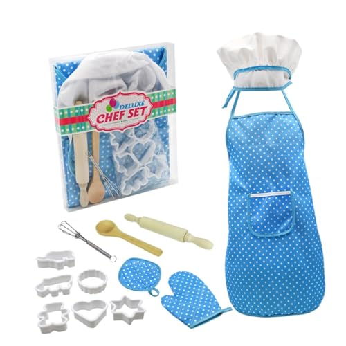 Vaguelly Kinderküche Spielset Back Kochzubehör mit Schürze Handschuhen und Formen Pädagogisches Rollenspielzeug für Mädchen Sicheres Material Kreatives Küchen Bäckerset von Vaguelly