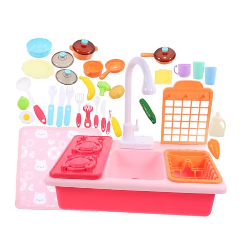 Vaguelly Kinderküche Spielspüle mit Realistischem Wasserkreislauf Simulation Waschbecken für Mädchen Rollenspiel Küchenzubehör Pädagogisches für Ab Jahren von Vaguelly