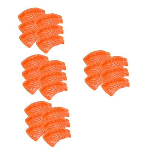 Vaguelly Kinderspielzeug 24 STK Lachsscheiben Gefälschtes Lachsmodell Gefälschtes Japanisches Essen Zeigen Sie Lachsscheibenmodelle An Dekor Kinderessen PVC Sushi Essen Spielen von Vaguelly