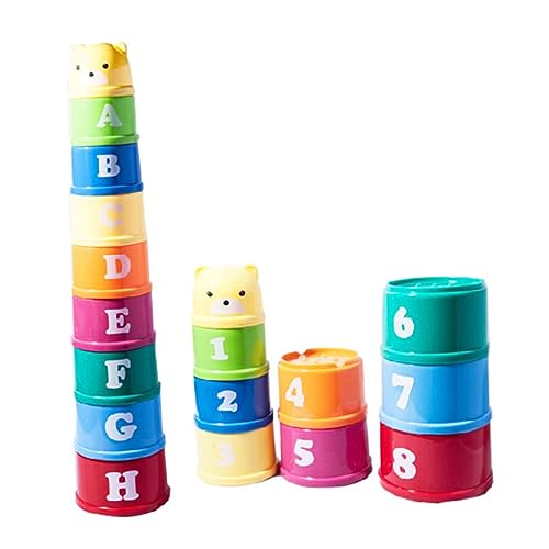 Vaguelly Kleiner Bär Stapelspielzeug Lernspielzeug Für Babys Mit Zahlen Und Buchstaben Faltbare Stapelbecher Für Frühe Bildung Ideales Für Ab 6 Monaten von Vaguelly