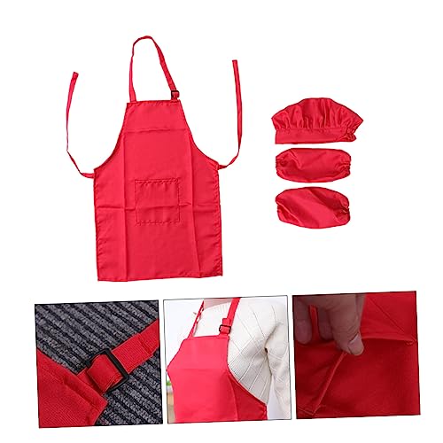 Vaguelly Kochset mit Mütze Schürze und Ärmelstulpen Mittlere Jahre Rot Dickes Baumwollmaterial Leicht zu Reinigen für Kochen Backen Malen und Rollenspiele Vaguelly Kochset mit Mütze Schürze und Ärmelstulpen Mittlere Jahre Rot Dickes Baumwollmaterial Leicht zu Reinigen für Kochen Backen Malen und Rollenspiele von Vaguelly