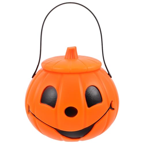 Vaguelly Kürbis-Bonbon-Eimer: 18 cm Halloween-Snack- und Leckerli-Behälter aus Kunststoff, Kürbis-Bonbon-Eimer mit Deckel für Halloween-Party-Dekorationen Vaguelly Kürbis-Bonbon-Eimer: 18 cm Halloween-Snack- und Leckerli-Behälter aus Kunststoff, Kürbis-Bonbon-Eimer mit Deckel für Halloween-Party-Dekorationen von Vaguelly