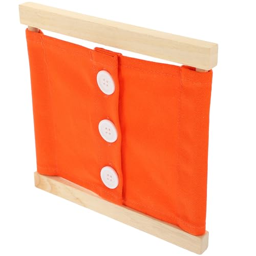 Vaguelly Lehrhilfen für die Anziehpraxis sensorisches Fädelspielzeug holzspielzeug Kuscheltier Knopf-Sinnesspielzeug Krawattenspielzeug für Kleinkinder Stoff Orange von Vaguelly