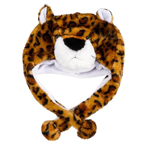 Vaguelly Leoparden Hut Kostüm für Erwachsene Lustiger Cartoon Tierkopf für Karneval Cosplay Partys Weiches Plüschmaterial Einfach zu Tragen Fotorequisit von Vaguelly