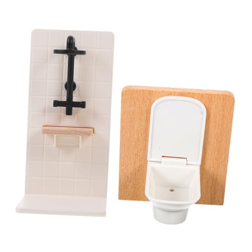 Vaguelly Maßstab Miniatur Toilette Dusche Holz Kunststoff Lifelike Details Sicher Für Passend Für Verschiedene Puppenhäuser von Vaguelly