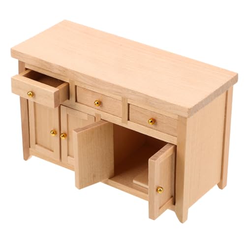 Vaguelly Maßstab Realistisches Puppenhausmöbel aus Robustem Holz Unbemalter Aufbewahrungsschrank für Puppenhaus Wohnzimmer Vielseitige Dekoration für Miniaturszenen von Vaguelly