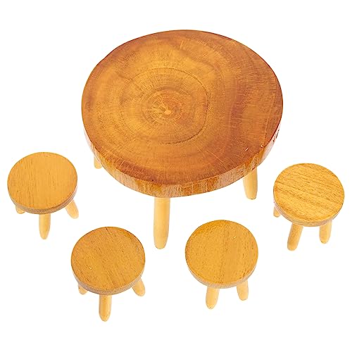 Vaguelly Maßstab Vintage Holz Tisch Stuhl Set Langlebige Handarbeit Geeignet für Tiny House und Micro Landschaft Dekoration von Vaguelly