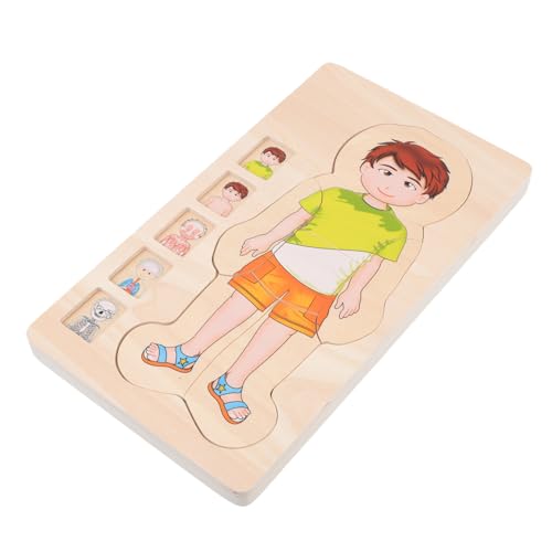 Vaguelly Mehrschichtiges Holzpuzzle Körperstruktur Lernspielzeug für Jungen Mädchen Pädagogisches Kognitives Denkspiel Sicheres Cartoon Muster Fördert Logisches Denken und Konzentration von Vaguelly