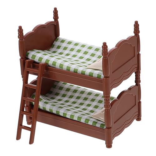 Vaguelly Mini-Etagenbett-Kinderspielzeug für Toys Miniature House Miniaturpuppenhausmöbel Spielzeugbett Mini House Accessory Miniatur-Puppen-Etagenbett Plastik Green von Vaguelly