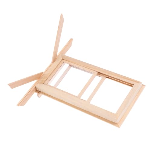 Vaguelly Mini-Fensterzubehör Miniatur-Fensterrahmen Mini-Fenstermodell Miniatur-Fenster-Tür-Dekoration winziges Fensterrahmendekor Miniaturpuppenhausmöbel Dekoration des Fensterrahmens Holz von Vaguelly