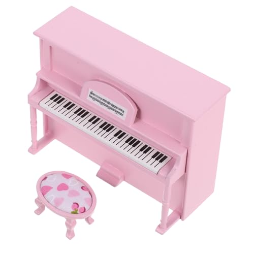 Vaguelly Mini-Klavierdekoration Miniatur-Möbelspielzeug Miniaturmöbelhandwerk Zubehör für Klavierbänke Möbelschmuck für Puppenstuben Spielzeugklavier Puppenhaus Klavier hölzern Rosa von Vaguelly