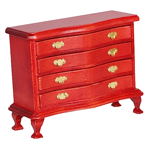 Vaguelly Mini-Möbelmodell für kinderspielzeug Miniaturmöbel spielsachen für Wohnaccessoire Miniatur-Hausschrank Miniatur-Kabinett- Miniaturschrank Holz rot von Vaguelly