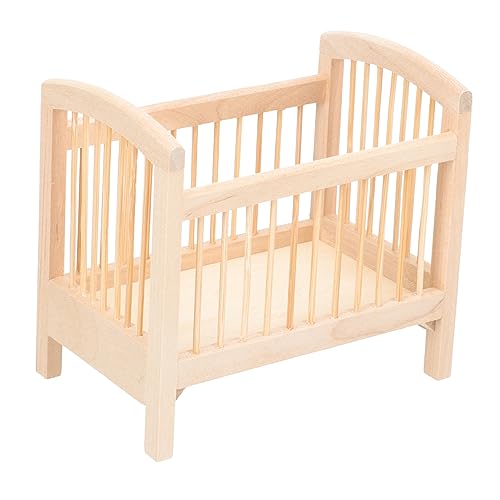 Vaguelly Mini-Möbelmodell kinderzimmerdeko Room Decoration Babypuppenbett wohnungseinrichtung tischdeko esstisch Krippe Puppenkrippen-Ornament Puppenkrippendekoration hölzern von Vaguelly