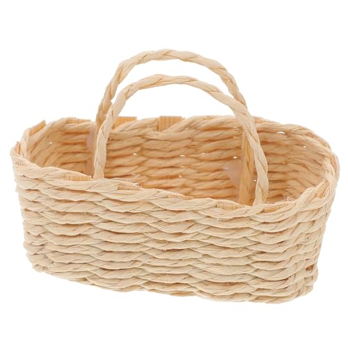 Vaguelly Mini-Rattankorb für kinderspielzeug Toys for Kleiner Korb Handgefertigter Korb Gewebte gewobener Korb Aufbewahrungskorb Puppenhaus-Layout Puppenhauszubehör von Vaguelly