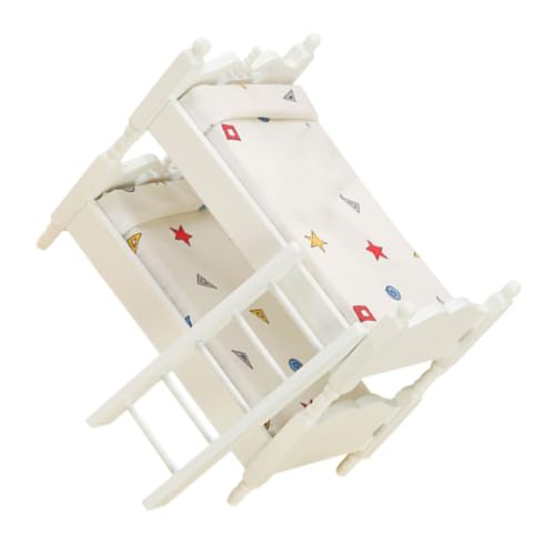 Vaguelly Mini-etagenbett Aus Holz Bettminiaturen Möbel Klein Koje Mini-etagenbettmodell Für Mädchen Etagenbetten Für Puppen Simulation Miniatur-Puppen-etagenbett Puppendekor Birke von Vaguelly