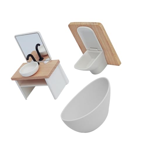 Vaguelly Miniatur Badezimmer mit Dusche Toilette und Waschbecken Realistische Puppenhaus Möbel für Kreatives Rollenspiel und Dekorative Gestaltung von Puppenhäusern von Vaguelly