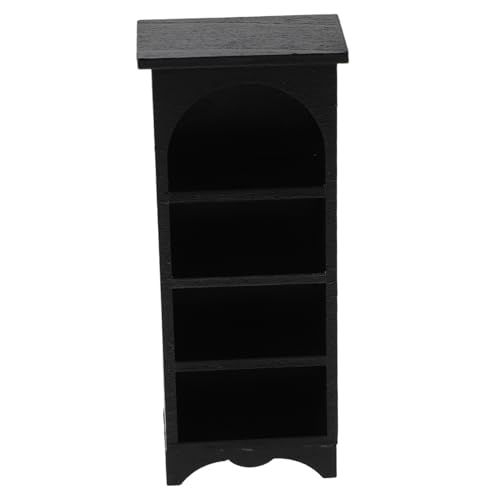 Vaguelly Miniatur Bücherregal Maßstab Europäischer Stil Schwarzes Holz Detailreiches Puppenhaus Möbelstück Vielseitig für Bjd Szenen und Miniatur Dekoration Elegantes Regal für Puppenhaus von Vaguelly