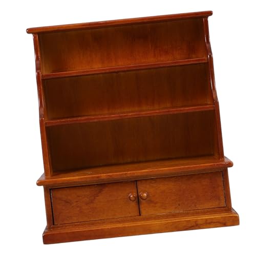 Vaguelly Miniatur Bücherregal aus Holz Langlebiges Puppenhaus Möbel Zubehör Kompakte Regal für Puppenhaus Wohnzimmer und Kinderzimmer Deko Teilig Walnussfarben von Vaguelly