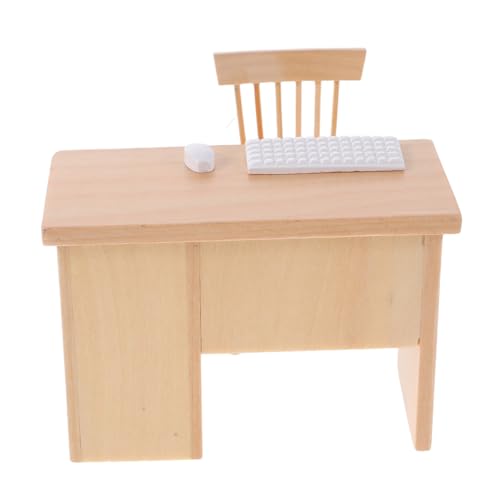 Vaguelly Miniatur Büro Tisch Stuhl Puppenhaus Möbel Realistische Tastatur Maus Zubehör Tragbar Langlebig Für Puppenhaus Spiel von Vaguelly