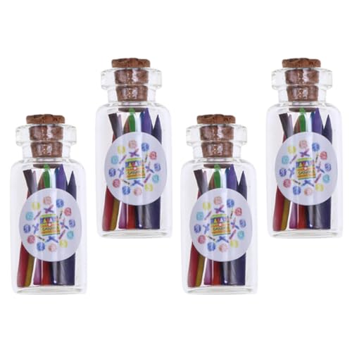Vaguelly Miniatur- -Buntstift 4 Flaschen Puppenhaus-Buntstifte Modell-Mini-Buntstifte Mikro-Landschafts-Buntstifte Requisiten Für Miniatur-Schulbedarf von Vaguelly