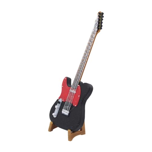 Vaguelly Miniatur Gitarre mit Ständer Realistisch Gestaltetes Gitarrenmodell Detailreiche Puppenhaus Dekoration Mini Dollhouse Accessoire für Musikliebhaber und Sammler von Vaguelly