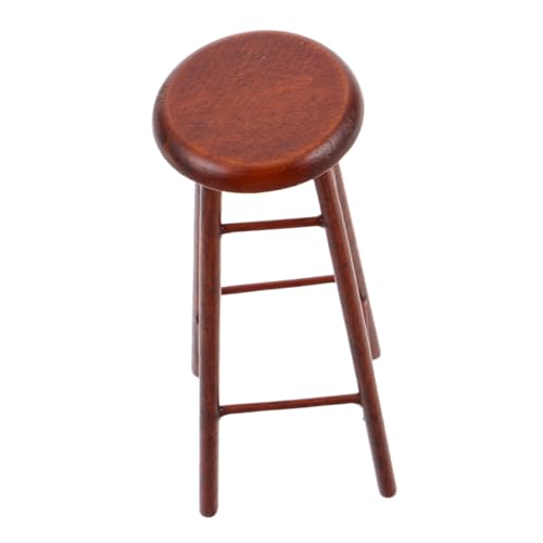 Vaguelly Miniatur Holz Hocker Stuhl Bar Theke Möbelaccessoire Realistisches DIY Puppenhaus Möbel Leicht Tragbar Vielseitig für Sammler Natürliche Holzoptik Kreatives Dekor von Vaguelly
