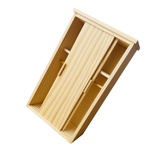 Vaguelly Miniatur Holz Kleiderschrank für Puppenhaus Robustes Vintage Mini Möbelstück aus Holz Detailreiches Miniatur Schrank Möbel für Puppen Dekoration für Puppenhäuser Hellgelb von Vaguelly