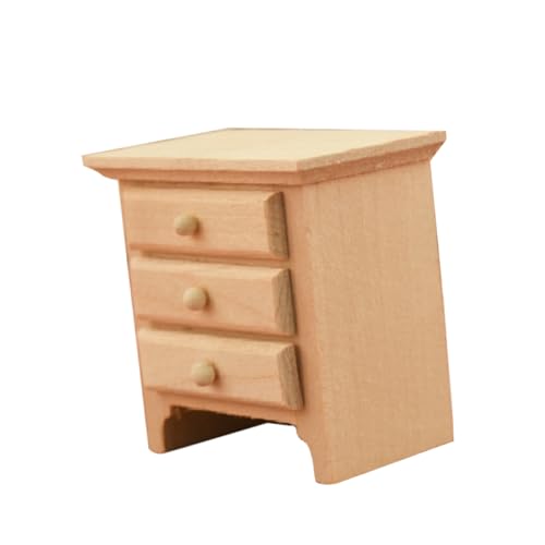 Vaguelly Miniatur Holz Nachttisch Puppenhaus Möbel Maßstab Kreatives Mini Schlafzimmer Deko Detailreich Holzmodell von Vaguelly