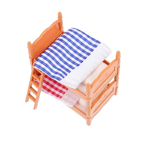 Vaguelly Miniatur Puppenhaus Doppelstockbett aus Robustem Material Puppenzubehör für Kinderzimmer Multifunktionale DIY Dekoration Leicht und Tragbar für Puppenhaus und Mikro Landschaft von Vaguelly