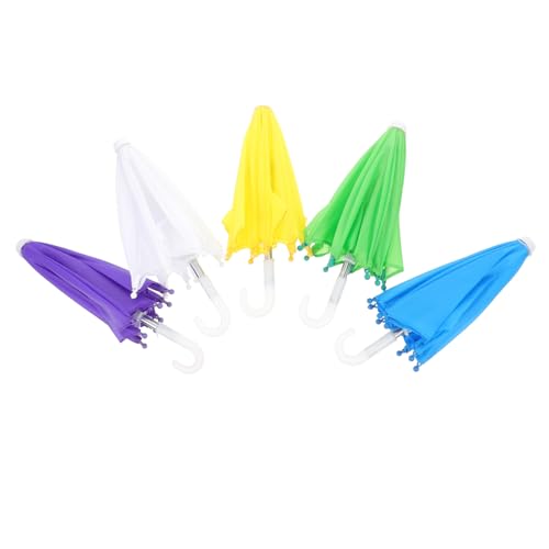 Vaguelly 5 Stücke Miniatur Puppe Regenschirm Pretend Spielen Mini Regenschirme Puppe Dekorationen von Vaguelly