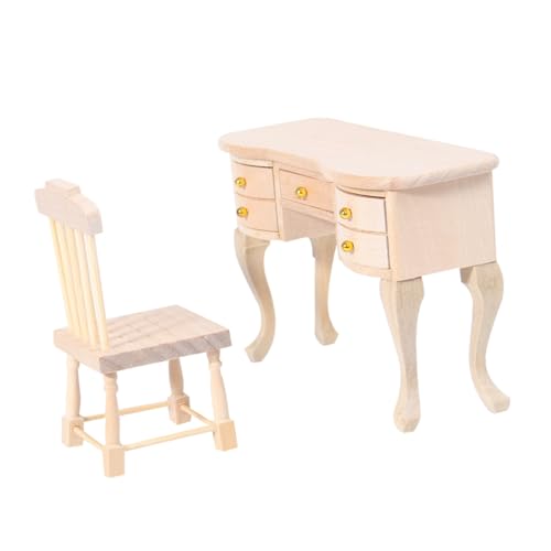 Vaguelly Miniatur Schreibtisch und Stuhl aus Kompakt und Langlebig Puppenhaus Deko für Kinderzimmer Sicher und Geruchsneutral Liebevolles Micro Möbel Modell für Zuhause von Vaguelly