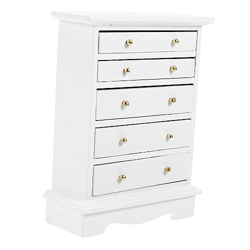 Vaguelly Miniature Wooden Cabinet Weißer Lagerungsschrank für Puppenhaus Dekoratives Miniaturmöbel für Schlafzimmer und Geschenkidee für Anlässe von Vaguelly