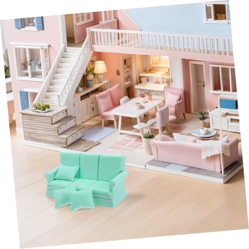 Vaguelly Moderne Mini Couch in Wasserblau Platzsparende und Stabile Wohnzimmermöbel für Puppenhaus Dekoration von Vaguelly