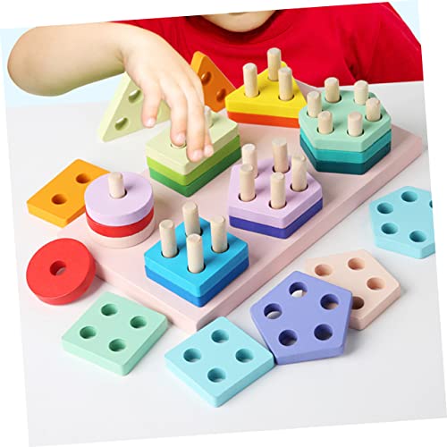 Vaguelly Montessori Holzspielzeug Geometrische Formen Sortierspielzeug für Kleinkinder Jahre zur Feinmotorik Hand Koordination und Farberkennung von Vaguelly