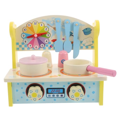 Vaguelly Multifunktionales Holz Küchenspielset für Kleinkinder Interaktives Kochspielzeug mit Simuliertem Herd Platzsparendes Design Pädagogisch für Jungen und Mädchen von Vaguelly
