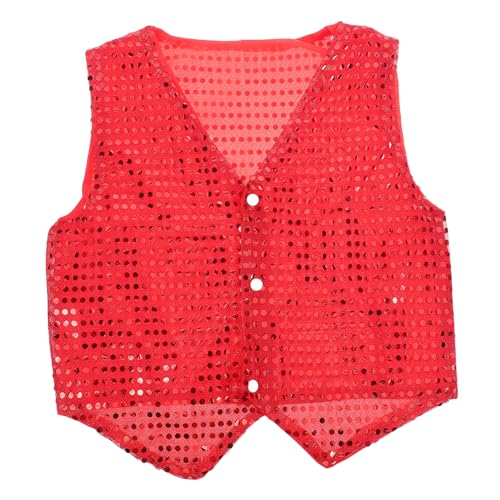 Vaguelly Kinder Pailletten Weste Rot 140cm Jungen Mädchen Halloween Kostüm Disco Party Weste Leistung Tops Vaguelly Kinder Pailletten Weste Rot 140cm Jungen Mädchen Halloween Kostüm Disco Party Weste Leistung Tops von Vaguelly
