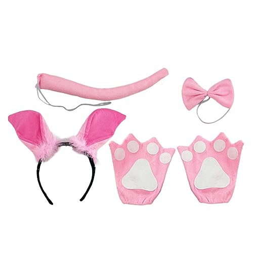 Vaguelly Pig Ears Haarreif mit Fliege Schweine Kostüm Zubehör für Halloween Karneval und Cosplay Bequeme und Langlebige Kostümdekoration von Vaguelly