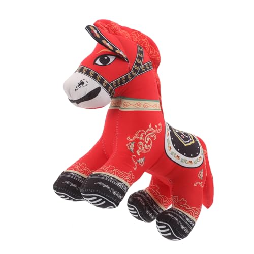 Vaguelly Plüsch Pferd Puppe Jahr des Pferdes Maskottchen Kuscheltier Chinesisches Tierkreiszeichen Stofftier Neujahrsdeko Weiches Stoffpferd für Wohnzimmer von Vaguelly