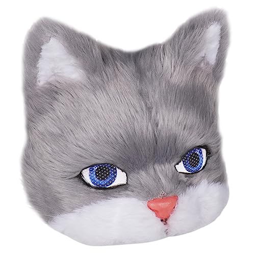Vaguelly Plüschige Katzenmaske Masken Kostüm Plüschtiermaske Maskerade Maske Frauen Halloween Maskerade-maske Masse Cosplay-maske Katzenmaske Für Katze Gesichtsmaske Pvc Grey von Vaguelly