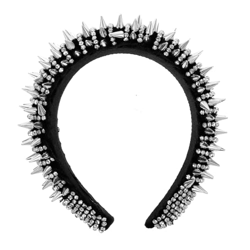 Vaguelly Punk Stil Haarreif Damen mit Weißen Kristallnieten Gepolstert Leichter Party Haarschmuck für Karneval Halloween und Modische Events Vaguelly Punk Stil Haarreif Damen mit Weißen Kristallnieten Gepolstert Leichter Party Haarschmuck für Karneval Halloween und Modische Events von Vaguelly