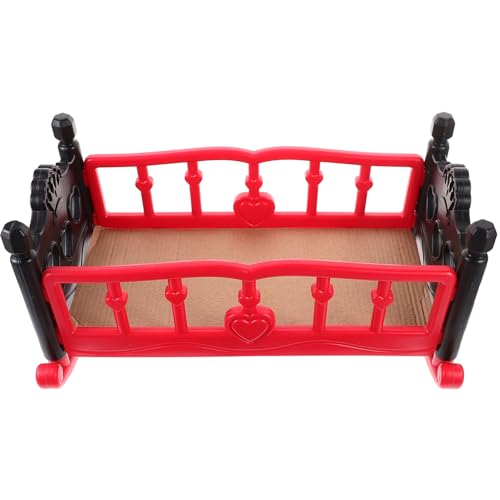 Vaguelly Puppen-Shaker Mädchen Babypuppenbettmodell Babypuppen-Krippenmodell Zubehör für Babypuppen Babypuppen-Krippenspielzeug Mini-Puppenbett Plastik rot von Vaguelly