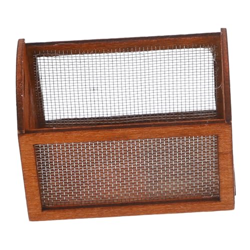 Vaguelly Puppenhaus-Aufbewahrungsrahmen Aufbewahrungskorb aus Weidengeflecht Aufbewahrungskörbe holztruhe klein kleine holzbox Miniaturornament Miniaturmöbel und Accessoires hölzern Brown von Vaguelly