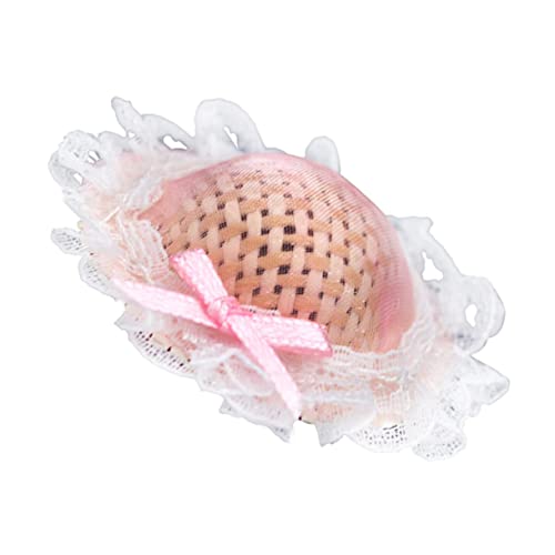 Vaguelly Puppenhaus-Hut Umstandsmütze aus Flanell Wiederverwendbarer Becher aus Miniatur für kinderspielzeug Mini-Hausschmuck Kleiner Puppenstrohhut Stoff Rosa von Vaguelly
