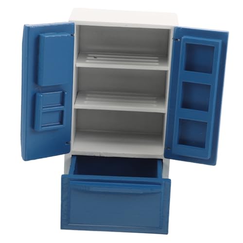 Vaguelly Puppenhaus Mini Kühlschrank mit Gefrierfach Doppeltüriges Holz Modell Kindgerechtes für Rollenspiele Realistisches Küchenmöbel für Miniaturlandschaften von Vaguelly