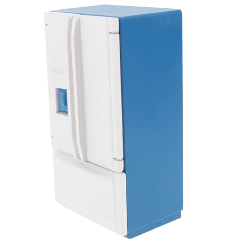 Vaguelly Puppenhaus Möbel Doppeltüriger Miniatur Kühlschrank Blau Kleines Dekoratives Küchengerät für DIY Puppenhaus und Sammler Handliche Miniatur Deko für Bastelprojekte von Vaguelly