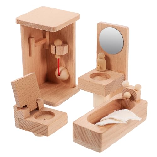 Vaguelly Puppenhaus-Möbelset Aus Holz Puppenhaus-Küchenzubehör Rollenspielmöbel Spielzeug Für Jungen Mädchen Kleinkinder von Vaguelly