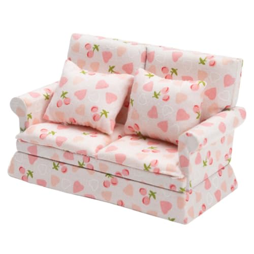 Vaguelly Mini Sofa Set Maßstab 1:12 Miniatur Holz Tuch Sofa Für Puppenhaus Dekorative von Vaguelly