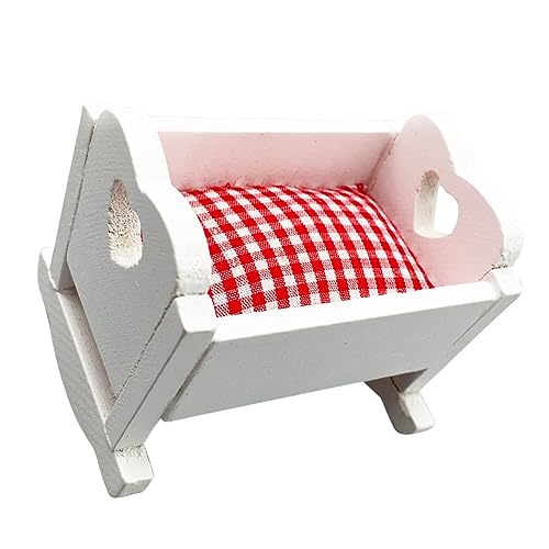 Vaguelly Puppenhausmöbel Mini- Mini-Schlafzimmermöbel für Puppenstuben Spielzeughausbett Holz von Vaguelly